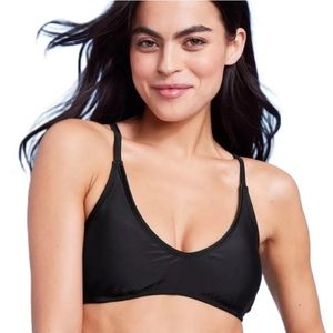 Women's Bikini Top Bralette Scoop Neck Back Hook - Black